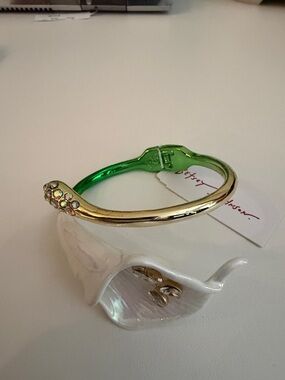 Betsey Johnson Enamel & Gold-Tone Crystal Accent Bangle